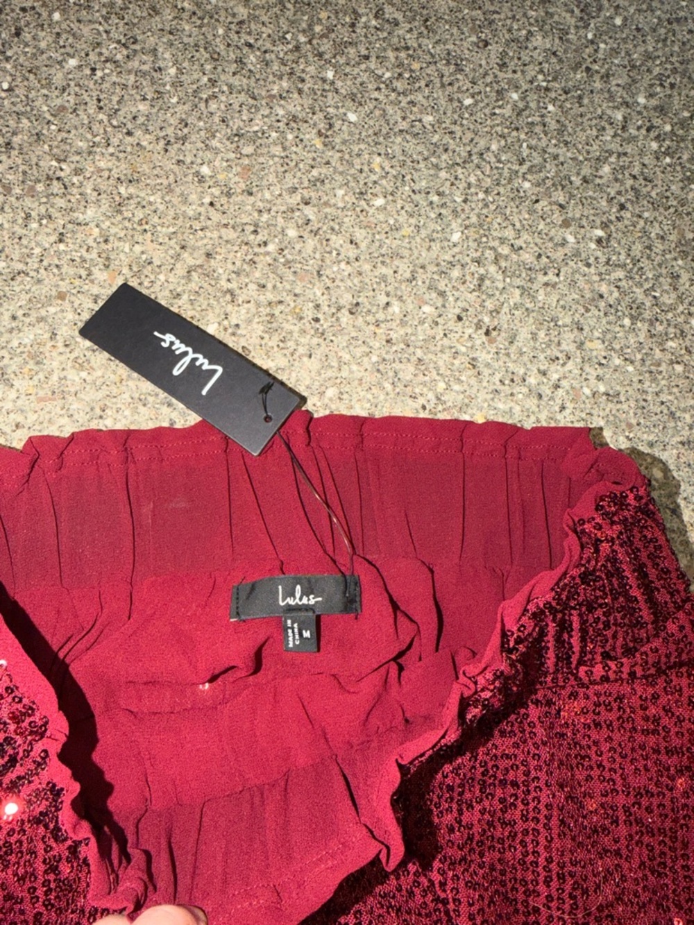 Lulu's Wine Red Sequin Wide-Leg Pants - Picture 2 of 3